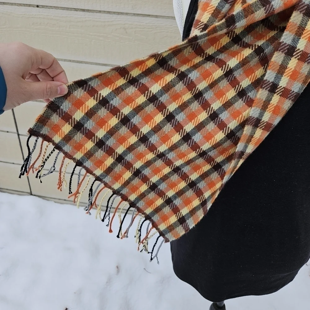orange plaid cashmere scarf made in Scotland